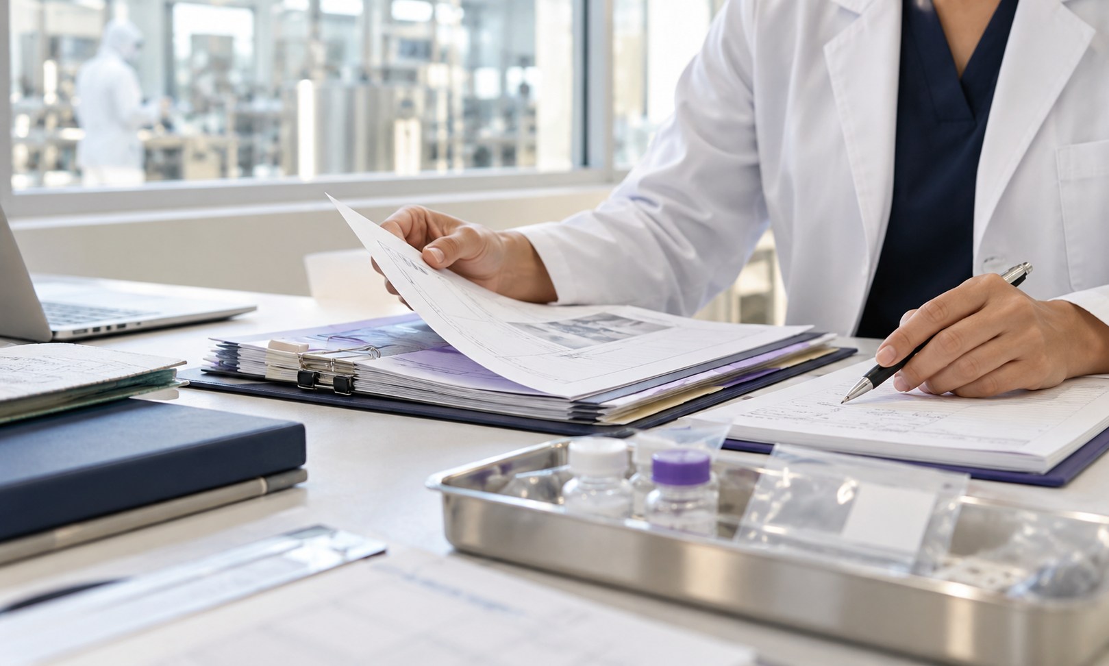 Auditor organising evidence and observations after a walkthrough