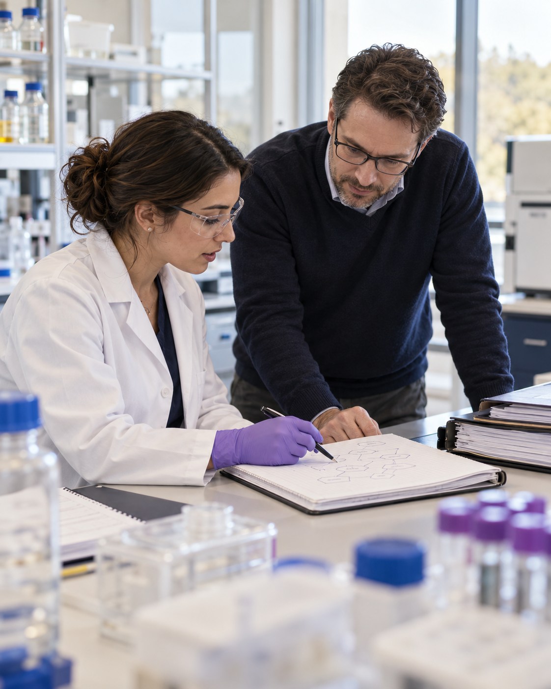 Laboratory and quality colleagues mapping the flow of records